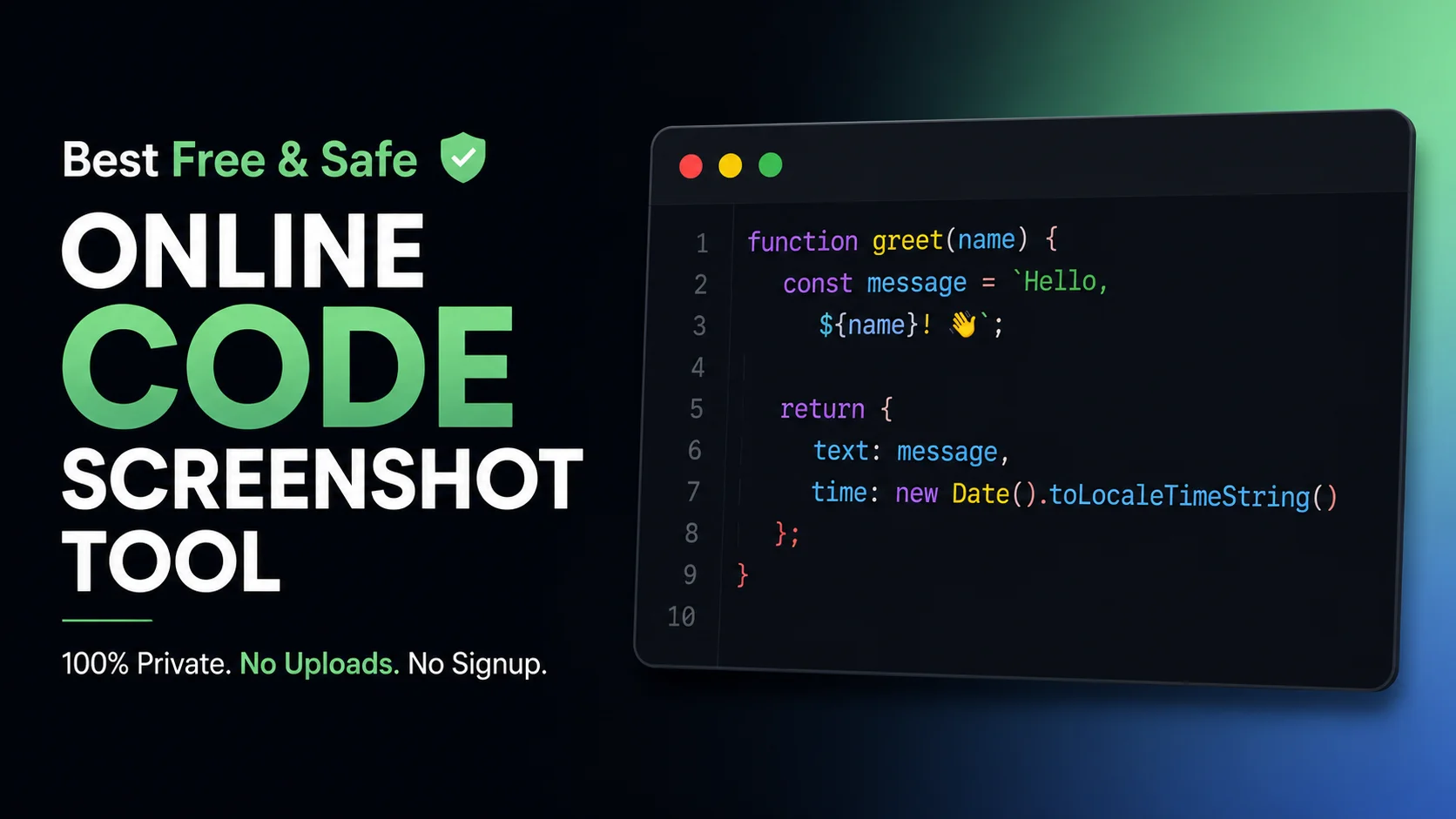 A privacy-first code screenshot tool that generates beautiful code images without uploading source code to external servers